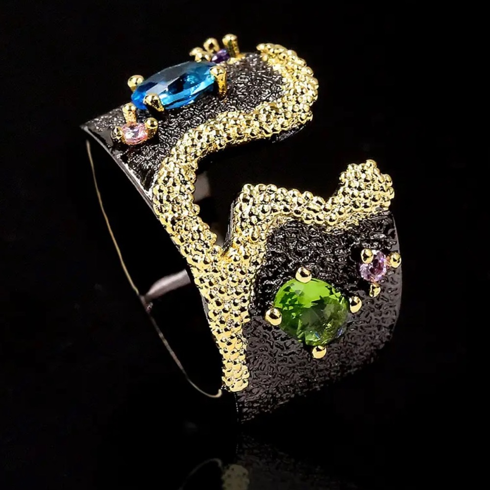 925 Silver Artisan Made Art Deco Ring - Picture 3 of 9